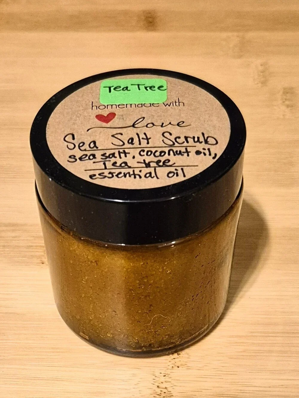 Handmade Mediterranean Sea Salt Scrub With Tea Tree Essential Oil - 4 oz. Jar